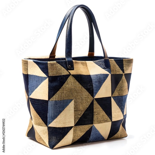 Elegant Tote Bag With Stylish Geometric Patterns and  Handles