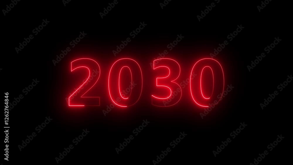 2030 neon text background animation. Glowing neon number text happy new year background video. 2030 neon text background animation. Glowing neon number text happy new year background video.