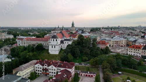 Lublin city center, Lublin Castle, Rynek Fish Square, Podwale, Po Farze Square, drone view, aerial