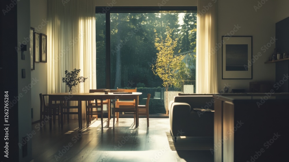 Fototapeta premium sunlit modern living room interior design