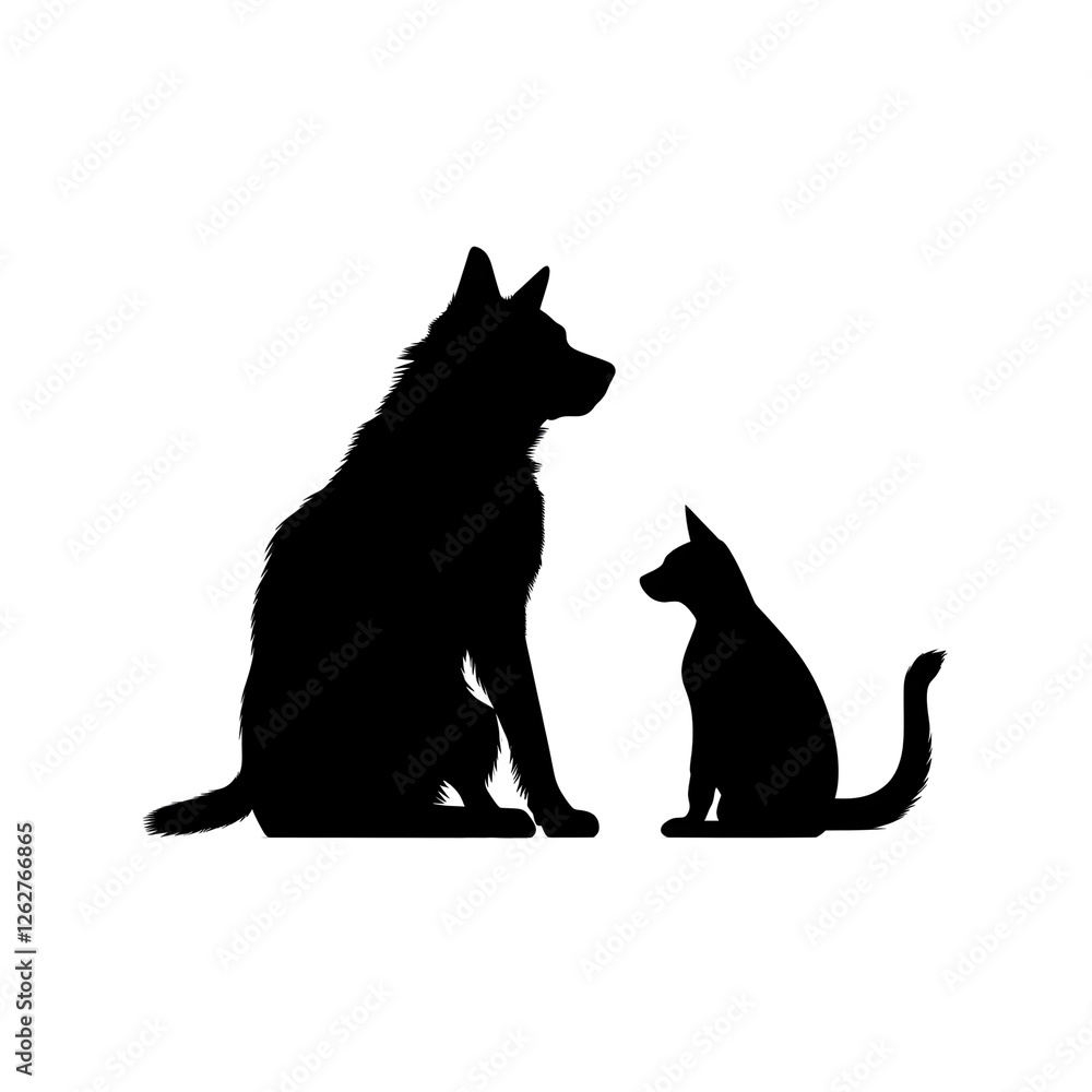 cat and dog silhouette