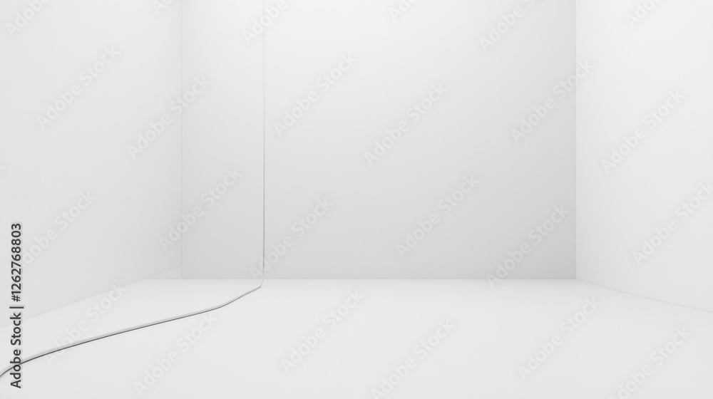 Minimalist white room with a single black line. Minimalist white room with a single black line.