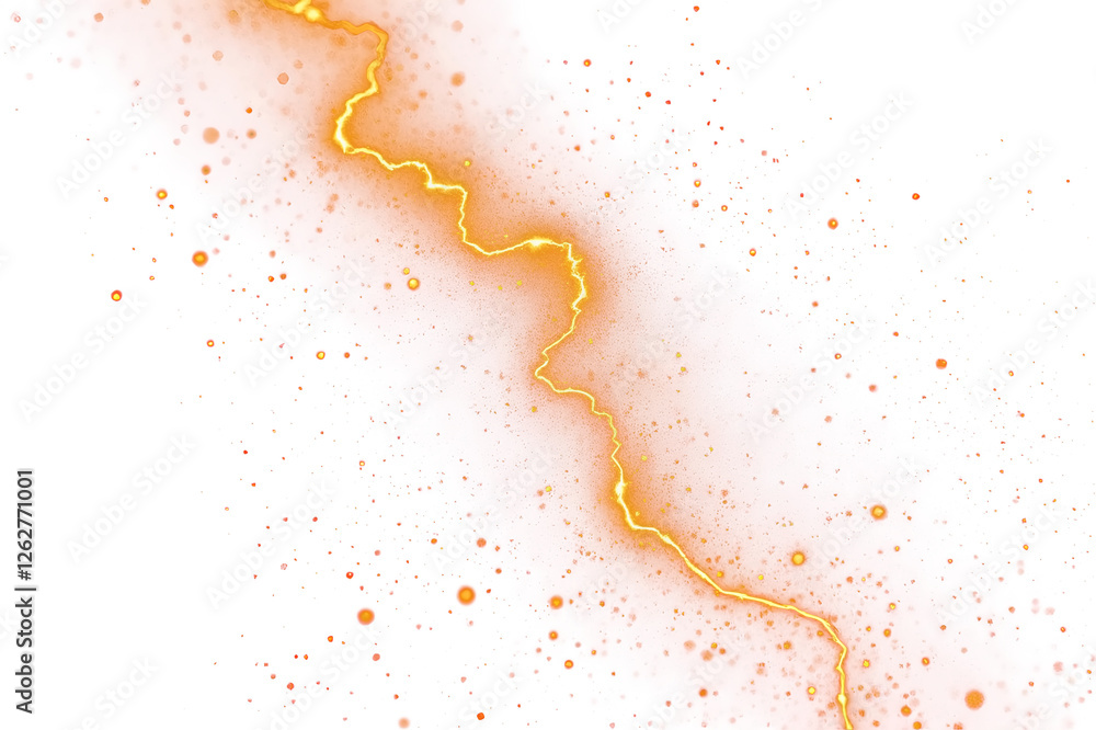 Bright jagged gold lightning-like streak of golden light cutting diagonally across a transparent background png