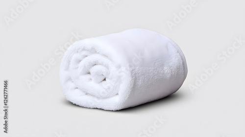 Rolled white towel, spa element, isolated on white background