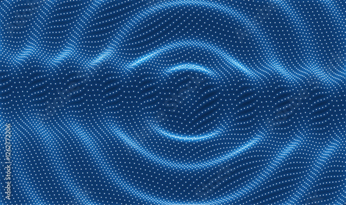 3D wavy background with ripple effect. Grid surface with particle. Vector illustration for cover, card, postcard, interior design, banner, poster, brochure or presentation.