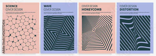 3D wavy background. Dynamic effect. Optic art illustration of squaress. Striped lines pattern in hexagon shape. Cell structure. Cover design template. Vector for brochure, magazine, flyer or banner.