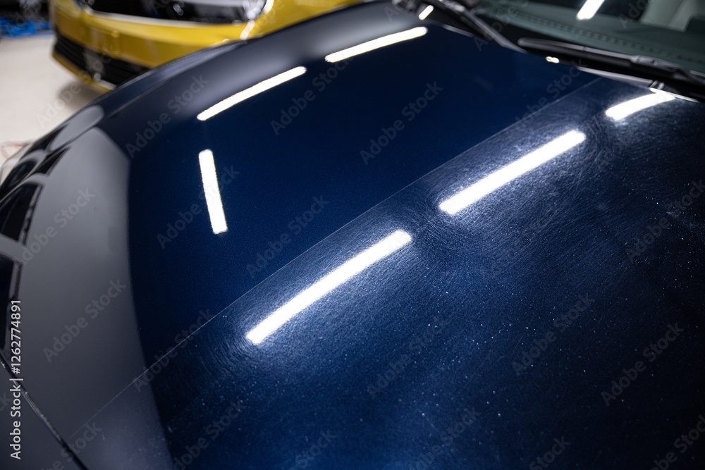 Spectacular before-and-after paint correction reveals swirl removal on the right and a flawless mirror finish on the left