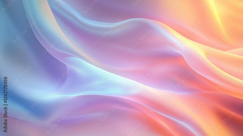 Abstract Pastel Iridescent Holographic Background with Flowing Silk Fabric Dreamy Effect Abstract Pastel Iridescent Holographic Background with Flowing Silk Fabric Dreamy Effect