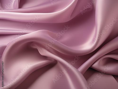 Luxurious silk fabric in pink and lavender, draped elegantly, symbolizing women’s strength and elegance, captured with soft natural light and fine detail. photo