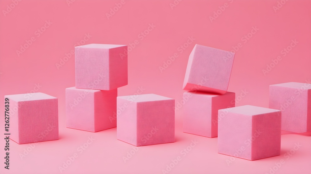 Arrangement of Pastel Squares and Triangles in Light Coral Background Arrangement of Pastel Squares and Triangles in Light Coral Background