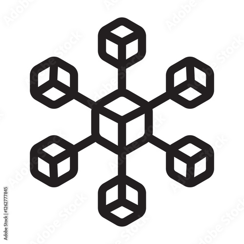 Decentralize icon with blockchain nodes for distributed network