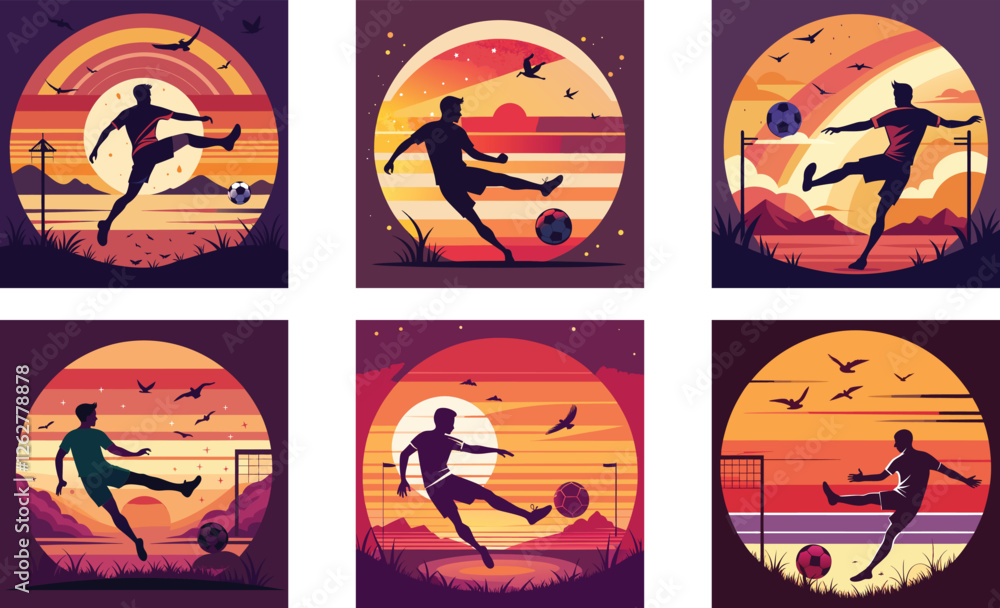 Fototapeta premium Soccer Retro Vintage Vector Set