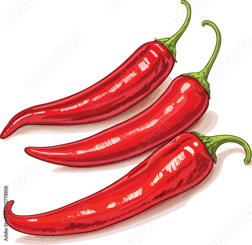 Red Chili in white background vector design, Red Chili vector design