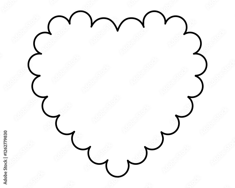 Heart with wavy outline - vector linear image for coloring, logo or pictogram. Outline. Heart image for Valentine's Day Heart with wavy outline - vector linear image for coloring, logo or pictogram. Outline. Heart image for Valentine's Day