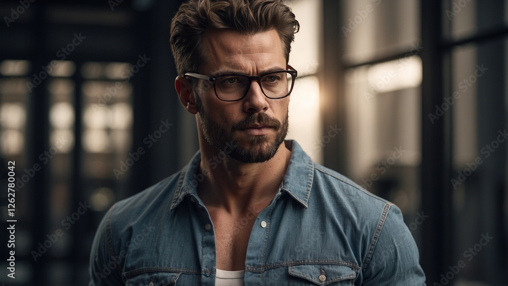 Obraz premium Unyielding Strength and Charisma: A Handsome and Fit Man at His Peak