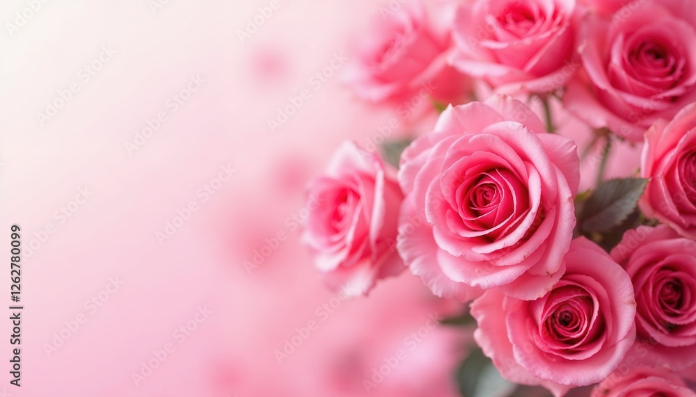 Beautiful Close-Up of Pink Roses with Soft Light and Gentle Background, Copy Space, Background Beautiful Close-Up of Pink Roses with Soft Light and Gentle Background, Copy Space, Background