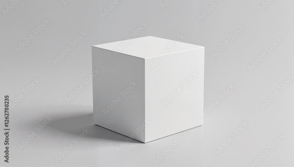 White cube on a minimalist gray background White cube on a minimalist gray background