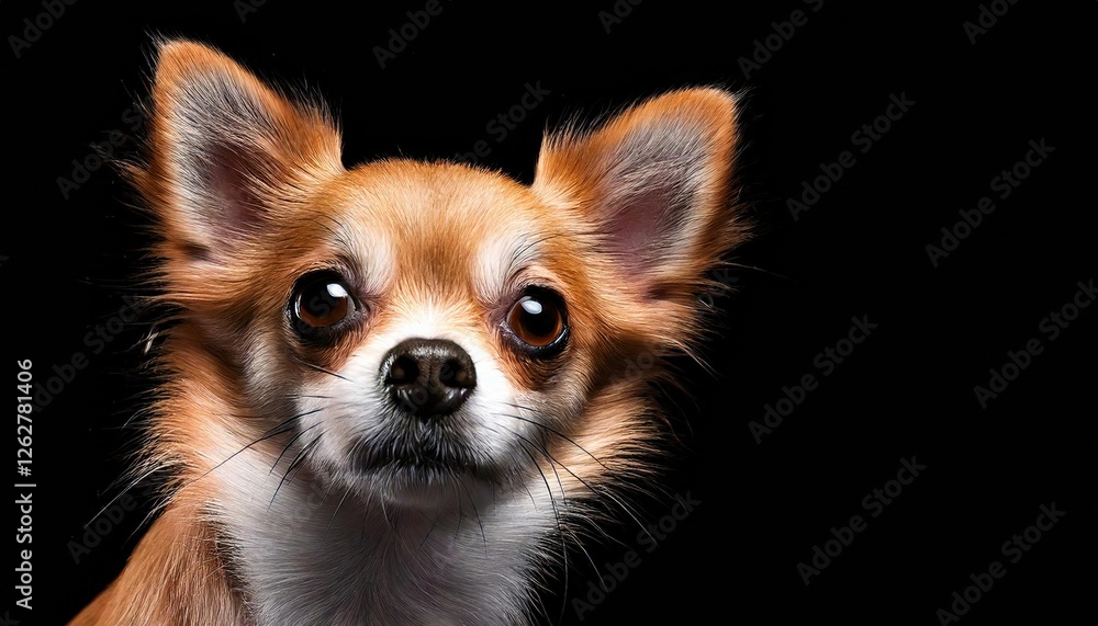 Charming chihuahua with expressive eyes posed against a dark background Charming chihuahua with expressive eyes posed against a dark background