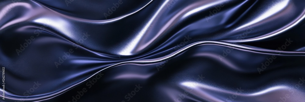 Obraz premium Abstract metallic fabric texture with flowing silky waves in blue and purple tones