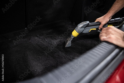Obraz na płótnie Professional vacuuming ensures dustfree trunk maximizing cleanliness and comfort for every journey w salonie