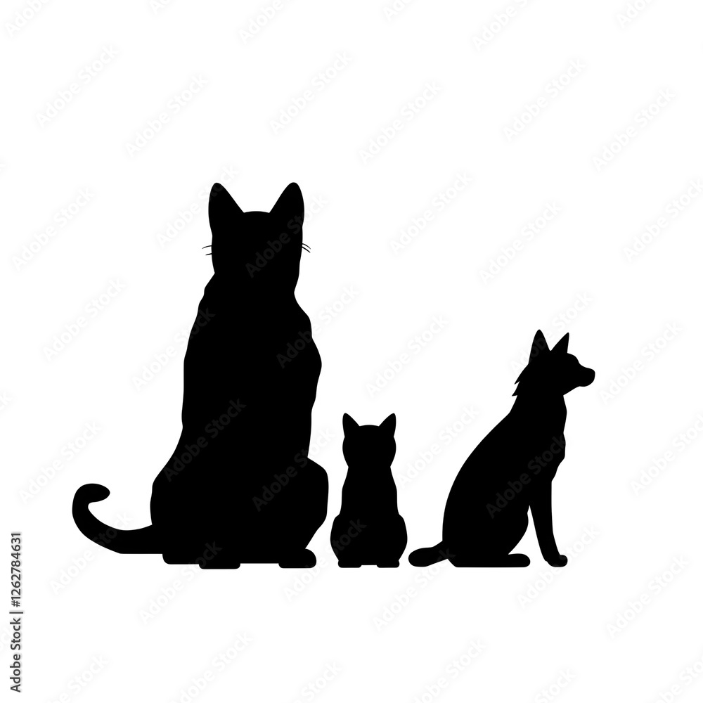 cats and dogs silhouette
