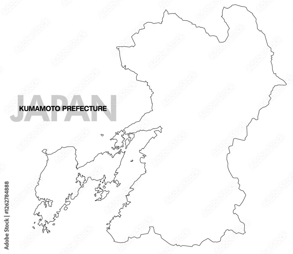 Obraz premium 熊本県の白地図