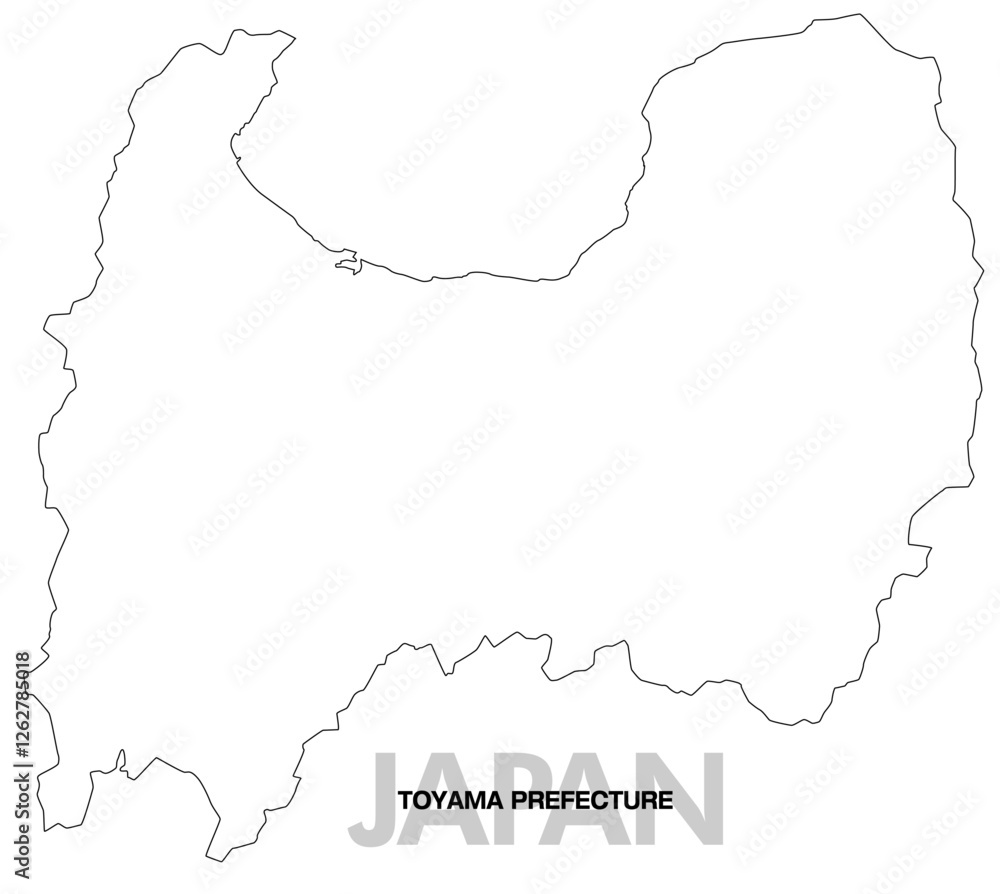 Naklejka premium 富山県の白地図