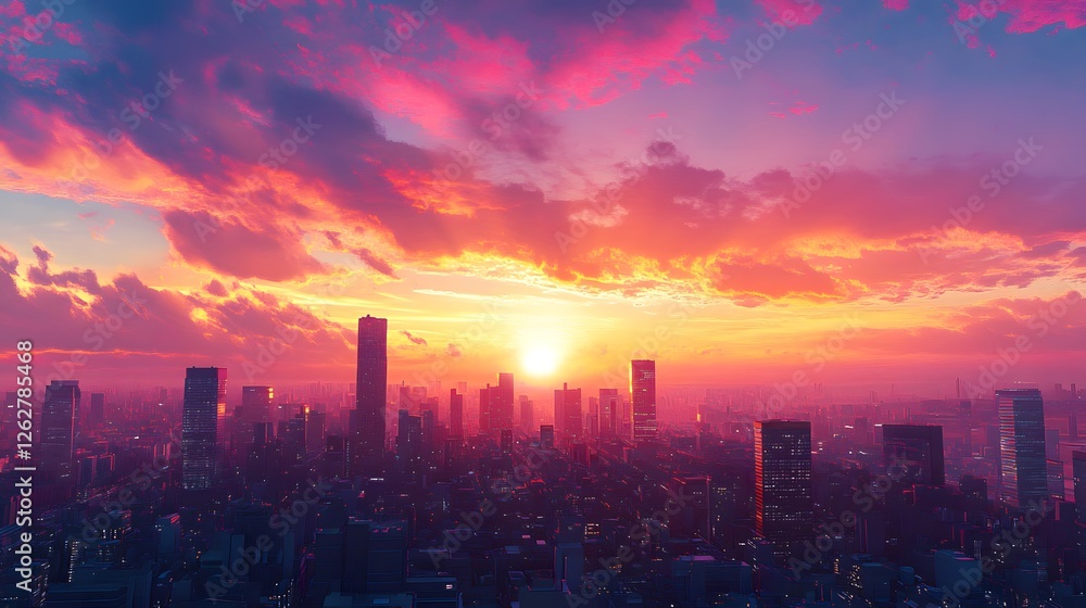 Mesmerizing Sunset Over Urban Skyline Mesmerizing Sunset Over Urban Skyline
