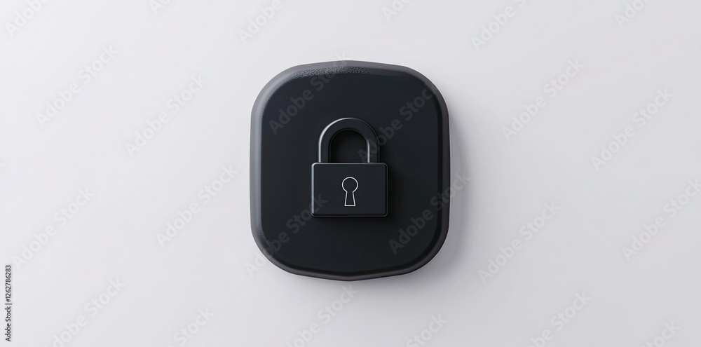 Black Padlock Icon on Dark Gray Square Button Digital Security Concept Black Padlock Icon on Dark Gray Square Button Digital Security Concept
