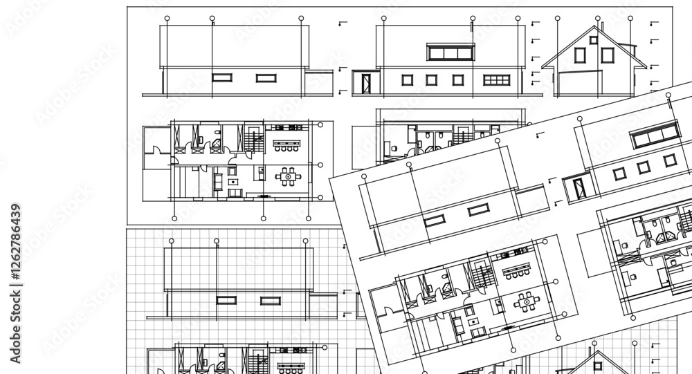 Fototapeta premium residential architecture sketch project plan concept