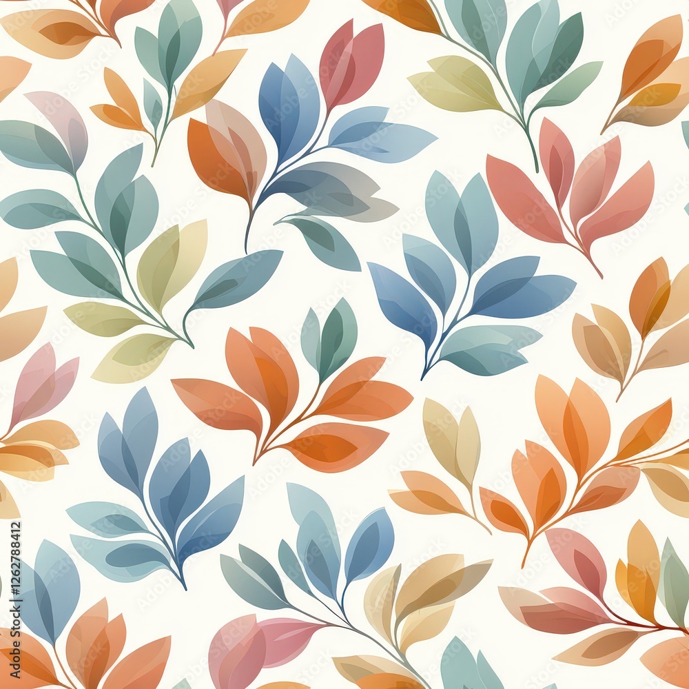 Colorful Seamless Pattern of Leaves in Various Tones with Soft Background Perfect for Decorative Use Colorful Seamless Pattern of Leaves in Various Tones with Soft Background Perfect for Decorative Use