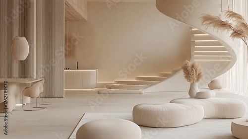 Wallpaper Mural Modern living room design with warm ambiance elegant architecture minimalist environment contemporary viewpoint Torontodigital.ca