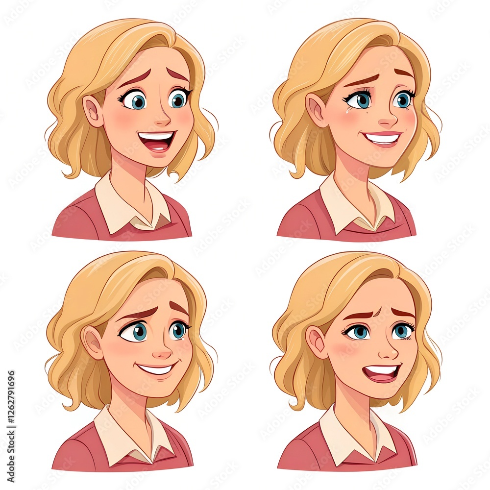Face expressions of woman with blond hair Face expressions of woman with blond hair