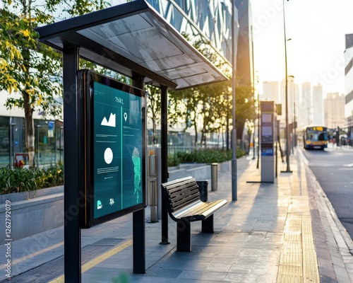 A smart bus stop with real-time air quality updates.