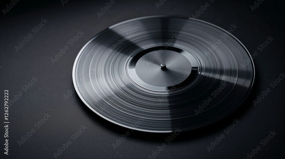 Classic Vinyl Record on Dark Solid Background Classic Vinyl Record on Dark Solid Background