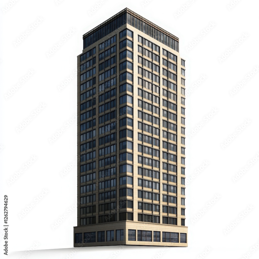 Beige High Rise Building with Dark Windows Beige High Rise Building with Dark Windows