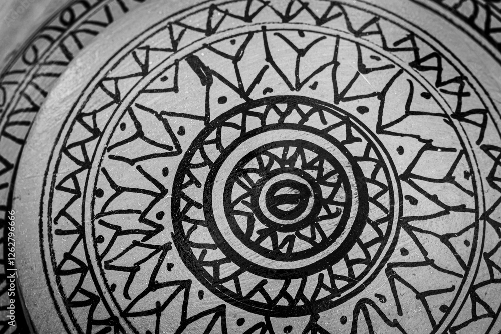 Naklejka premium circular geometric pattern, abstract background. hand painting