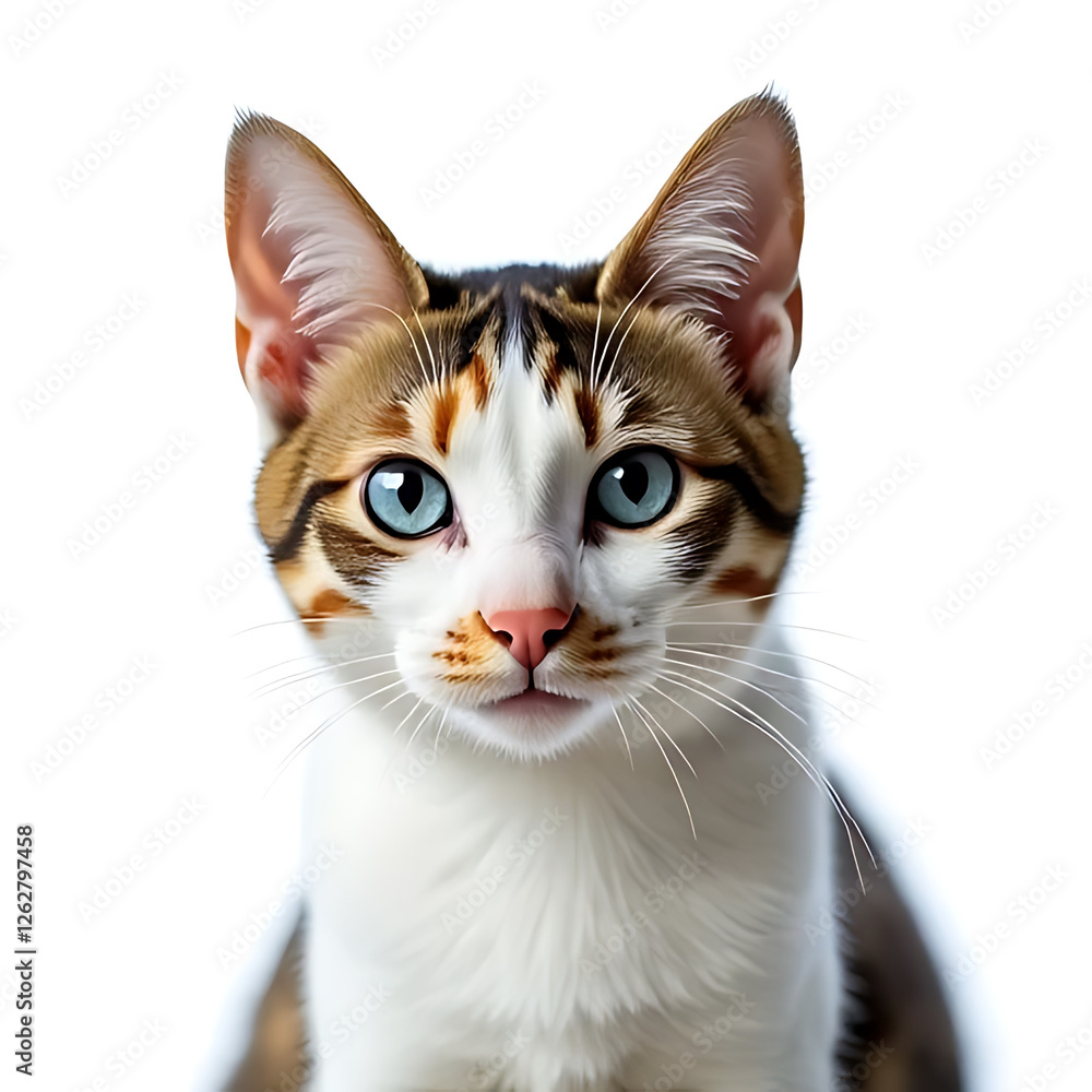 close up portrait of domestic cat with striking blue eyes and unique coat pattern, showcasing its curious and playful nature close up portrait of domestic cat with striking blue eyes and unique coat pattern, showcasing its curious and playful nature