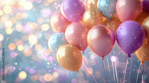 Wallpaper Mural Colorful Balloons with Glitter for Celebrations and Parties Torontodigital.ca