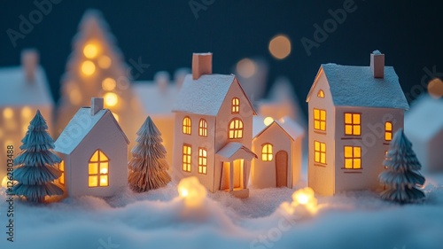 Enchanted Winter Village at Night: Cozy Holiday Scene