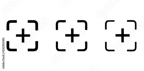 Capture icons, center focus symbols, auto focus icons, screen shot, resize, full screen signs