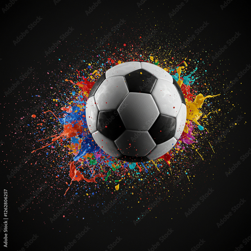 Fototapeta premium Soccer Ball Explosion of Color