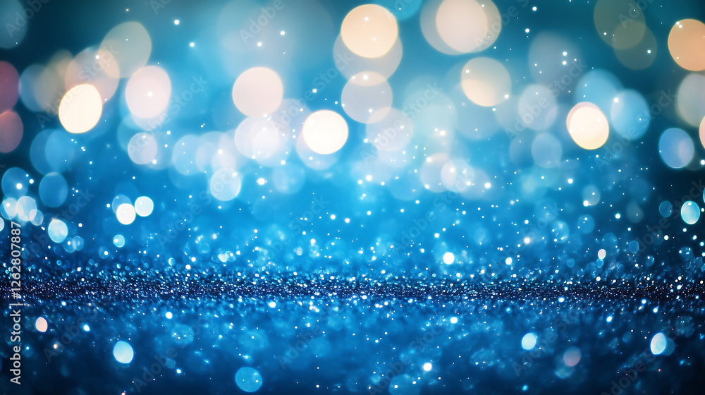 Obraz premium Blue Glitter Sparkle Background with Bokeh Lights for Elegant, Festive & Luxury Designs, Luxury branding & promotional designs, Event invitations & celebration cards