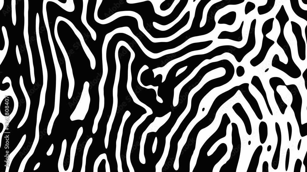 Seamless zebra skin pattern with black and white stripes, a wild animal print for safari-inspired design Seamless zebra skin pattern with black and white stripes, a wild animal print for safari-inspired design