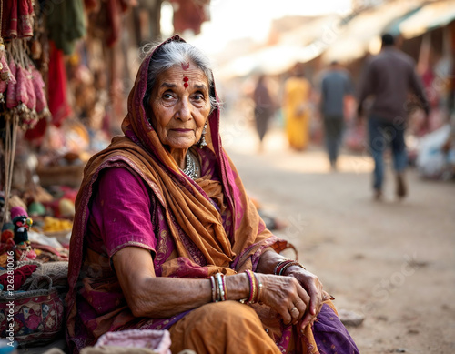 Elderly Rajasthani woman in a saree