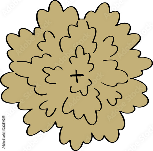 decoration hand drawn cartoon top view of tree illustration for landscape and architecture design.