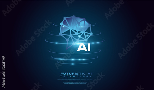 Technological Digital Brain with AI Chip. AI head concept Vector illustration. Artificial Intelligence Head. photo