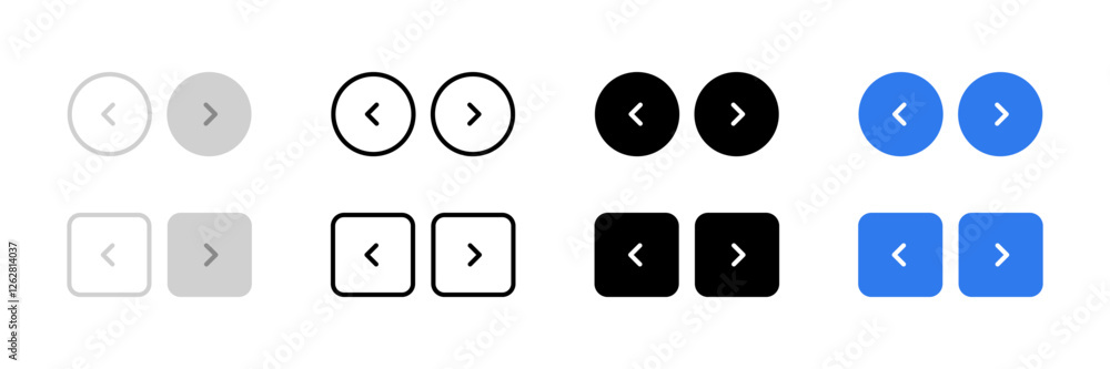 Direction sign. Arrow button symbols. Next and previous buttons. Direction sign. Arrow button symbols. Next and previous buttons.