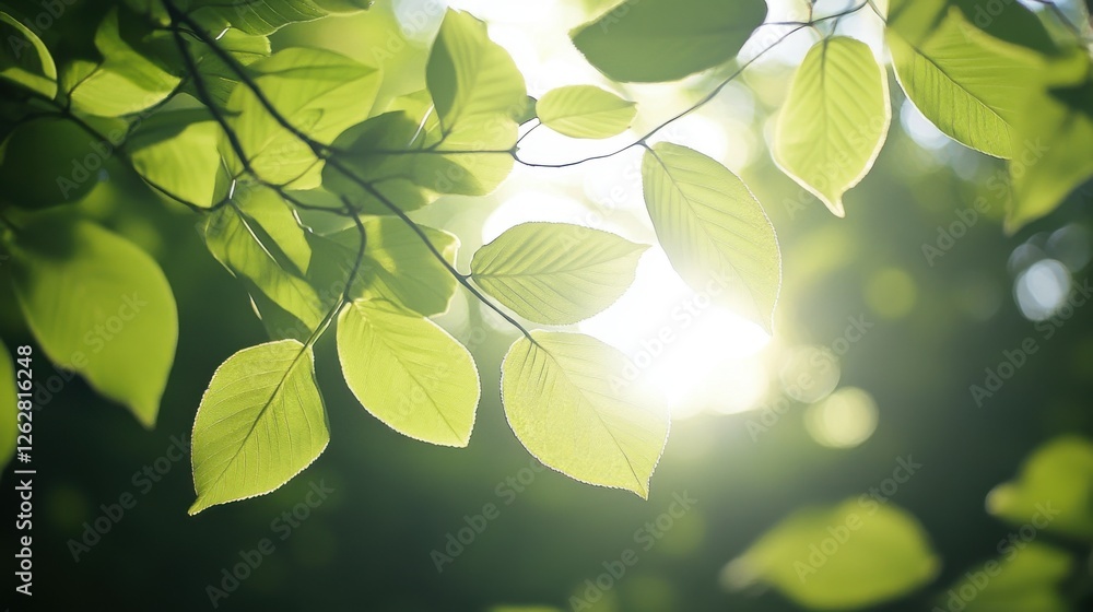 Obraz premium sunlit green leaves