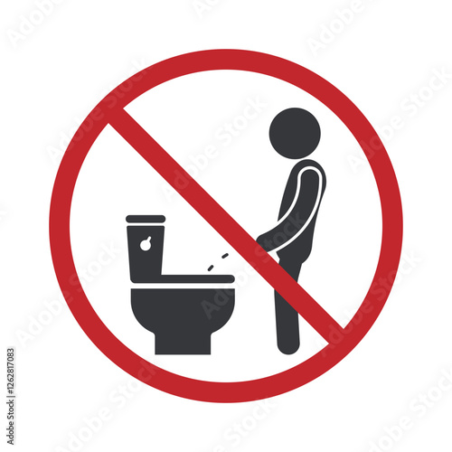 Isolated prohibition man pee on WC, toilet signage